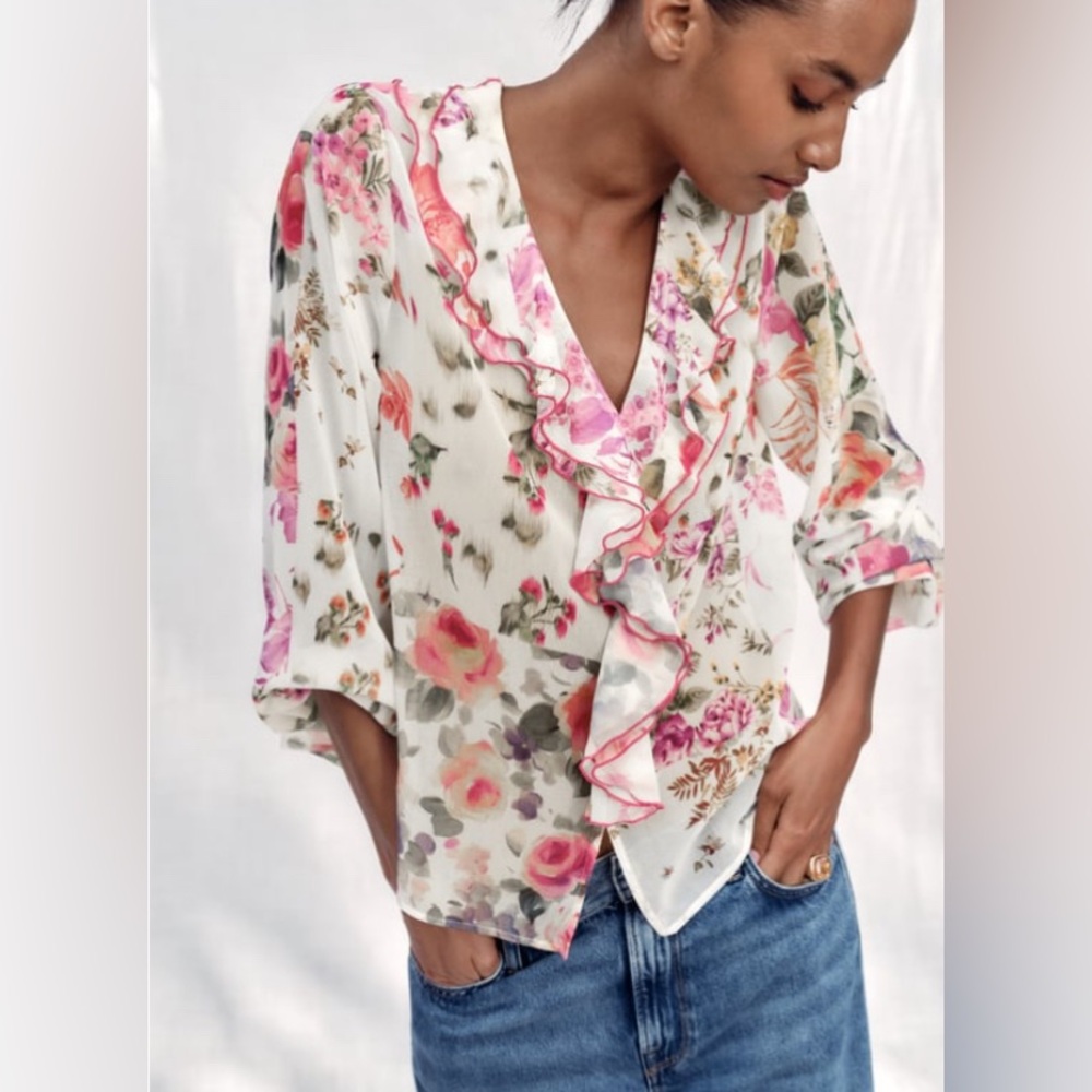 Floral Ruffle Blouse